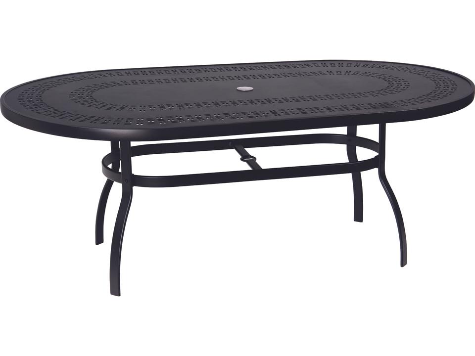 Aluminum Deluxe Oval Trellis Top Dining Table with Umbrella Hole