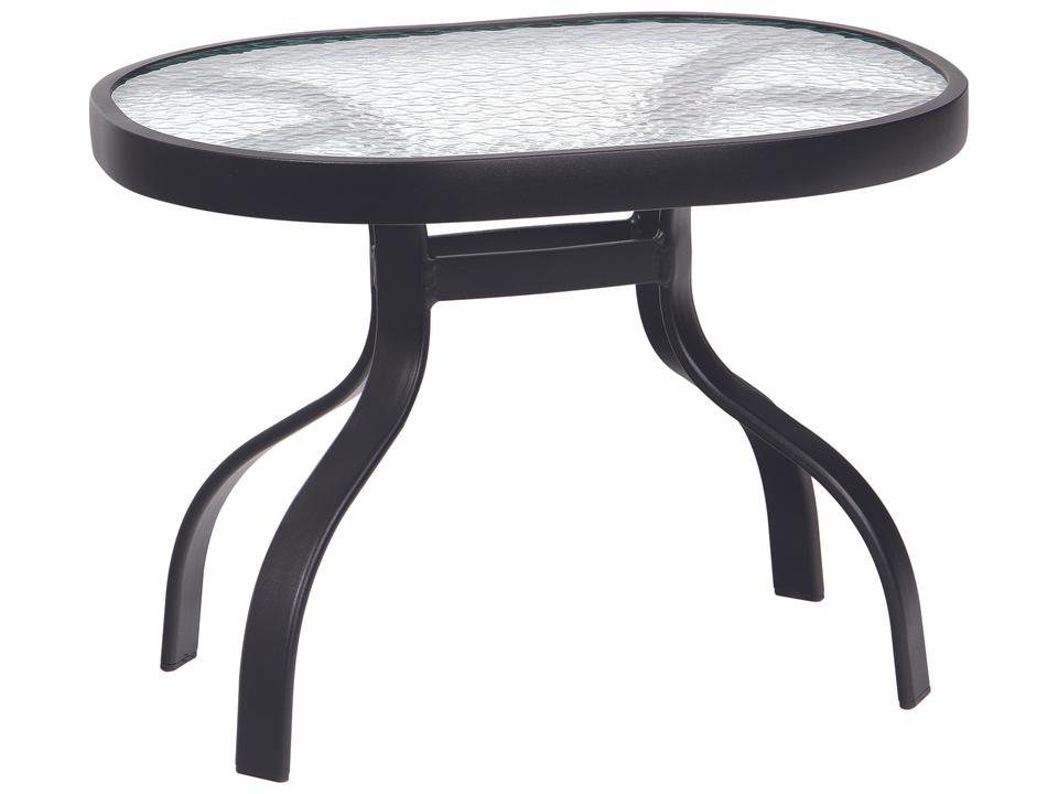 Deluxe Rectangle Glass Top Outdoor End Table in Aluminum