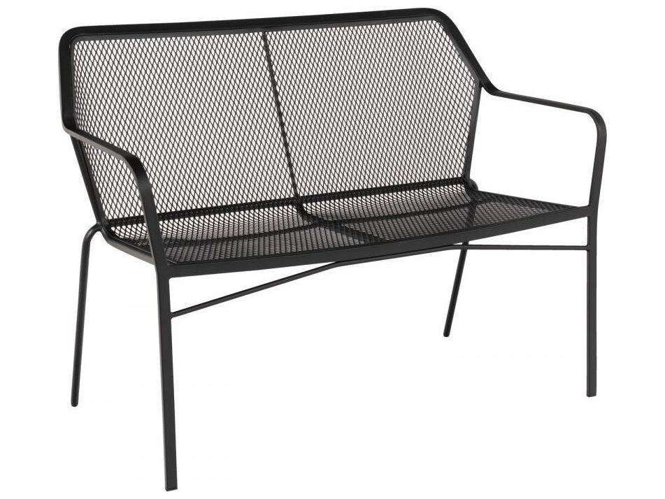 Delmar Wrought Iron Stackable Outdoor Bench with Armrests