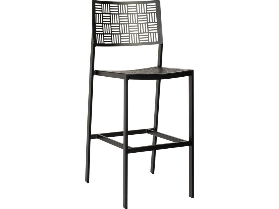 New Century Wrought Iron Outdoor Bar Stool with Checker Pattern