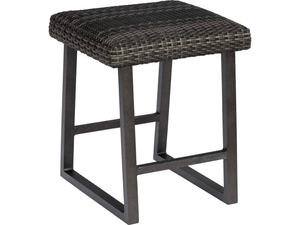 Harper Backless Patio Counter Stool in Charcoal Gray Wicker