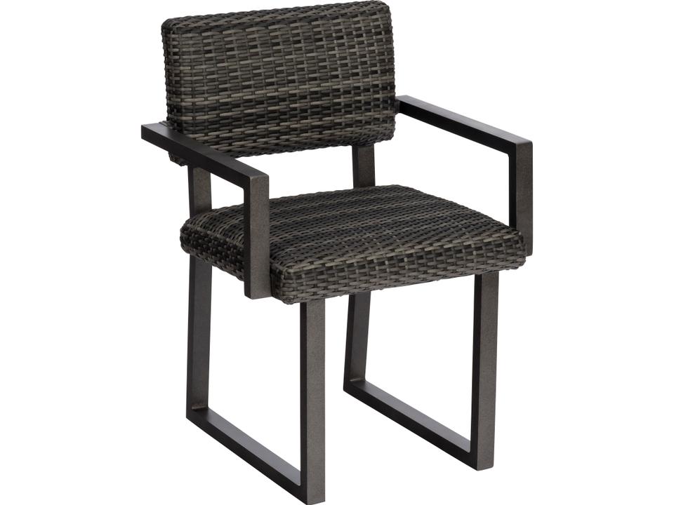 Harper Wicker Dining Arm Chair in Charcoal Gray