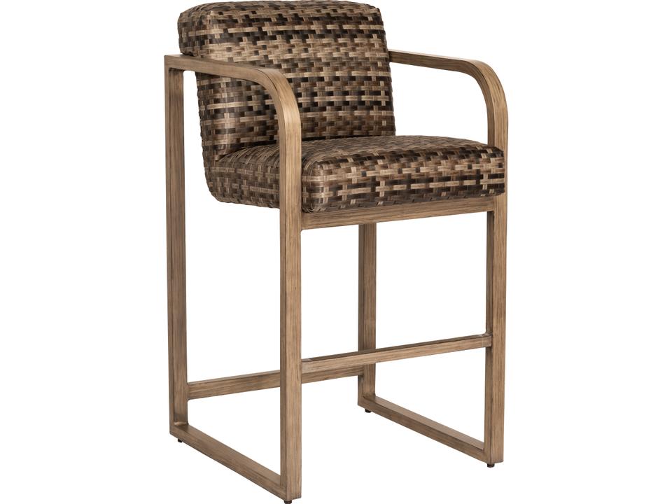 Reunion Wicker Outdoor Patio Bar Stool in Mixed Brown Calico