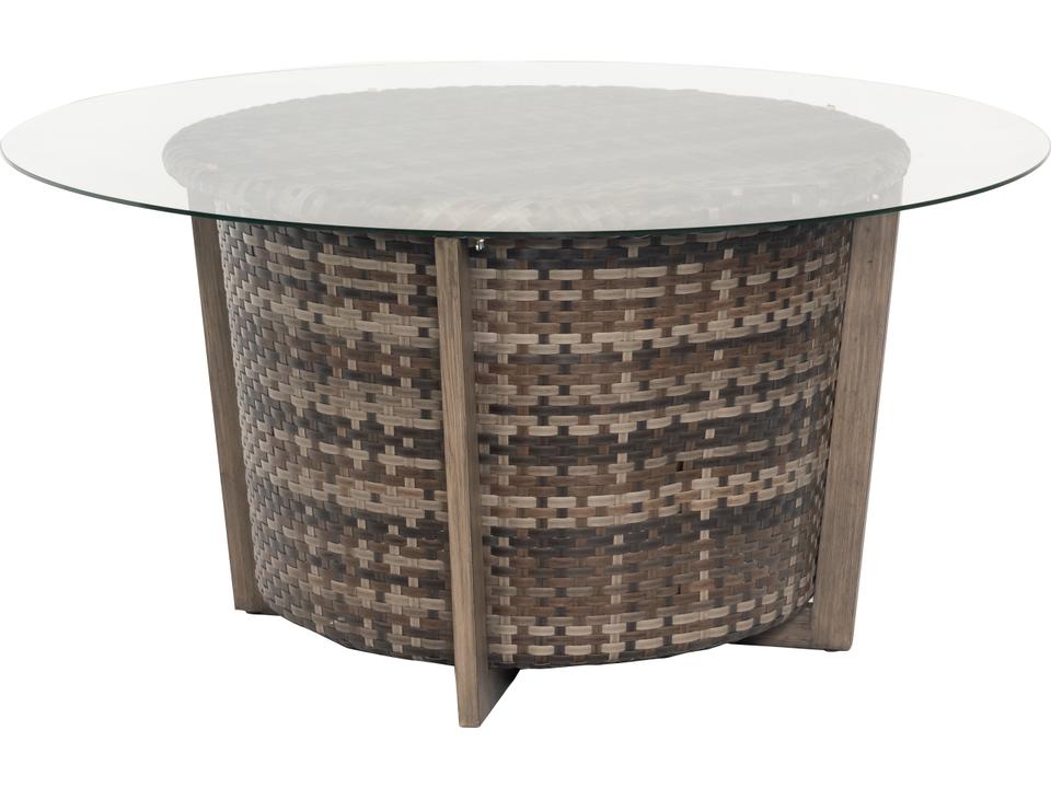Reunion 48 Inch Round Calico Wicker Glass Top Chat Table