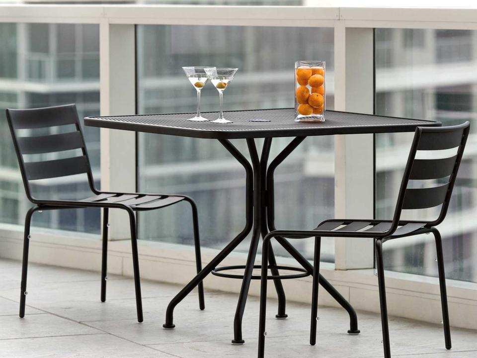 Cafe Series Wrought Iron Textured Black Outdoor Patio Dining Set