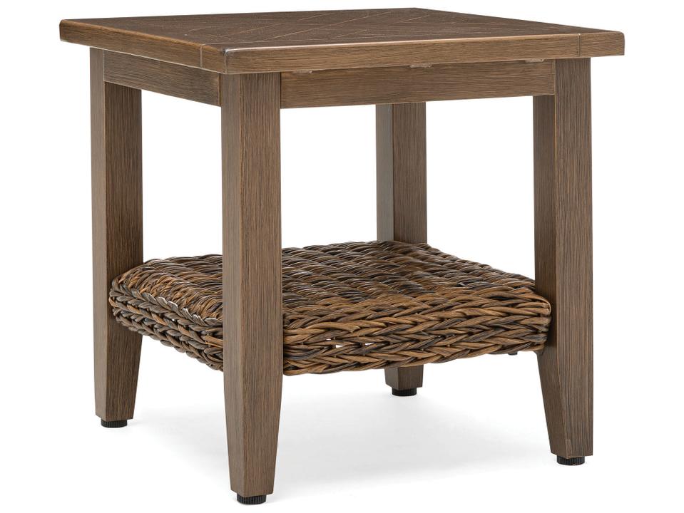 Cayman Quick Ship Square Outdoor Side Table Heritage Brown Wicker