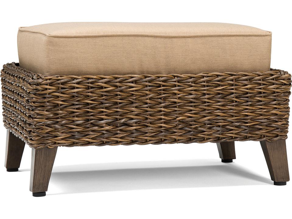 Cayman Wicker Outdoor Ottoman in Heritage Brown