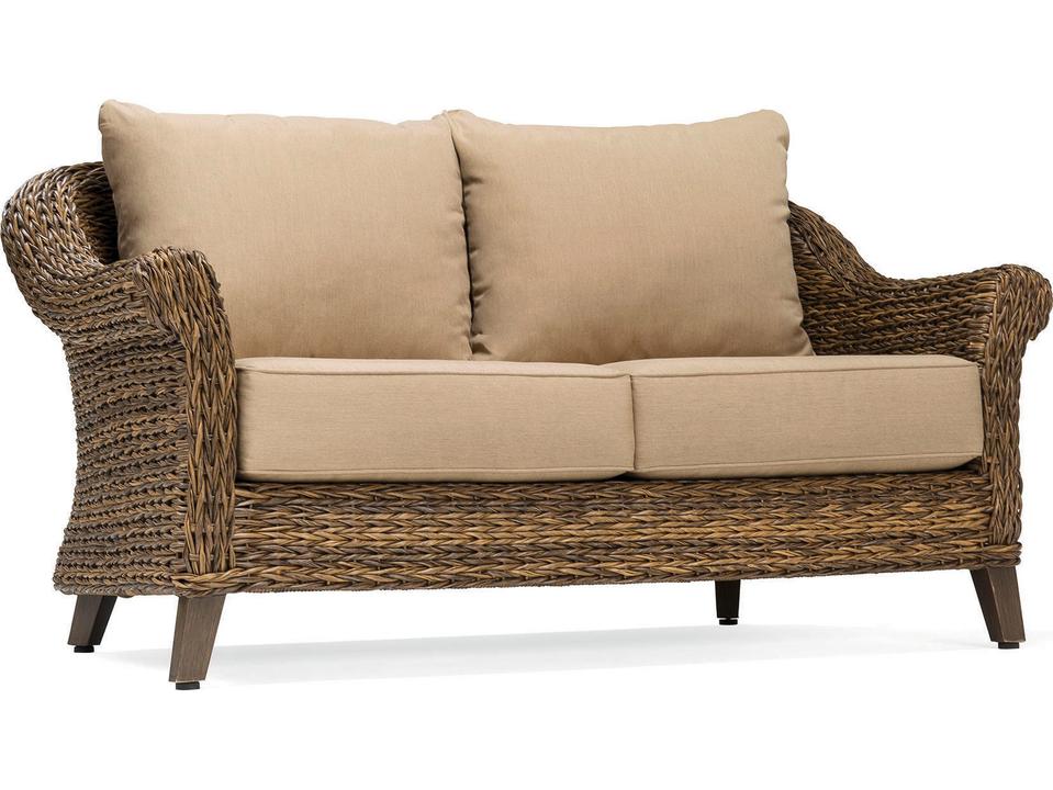 Furniture Cayman All-Weather Wicker Loveseat in Heritage Brown