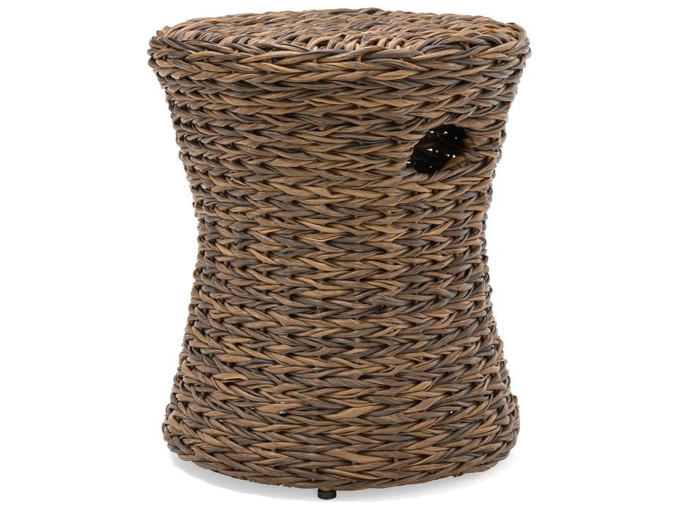Cayman Woven Drum Outdoor Side Table in Heritage Brown