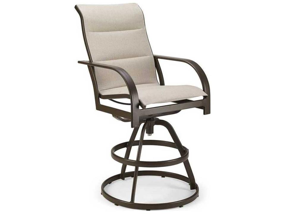 Key West Padded Sling High Back Swivel Bar Stool with Aluminum Frame