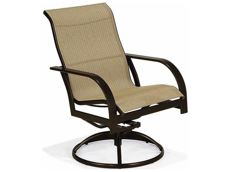 Key West Sling Aluminum High Back Swivel Tilt Chair Swivel Arm Patio Dining Chair