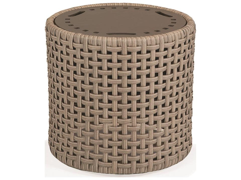 Jasper Woven Aluminum Round Drum Table
