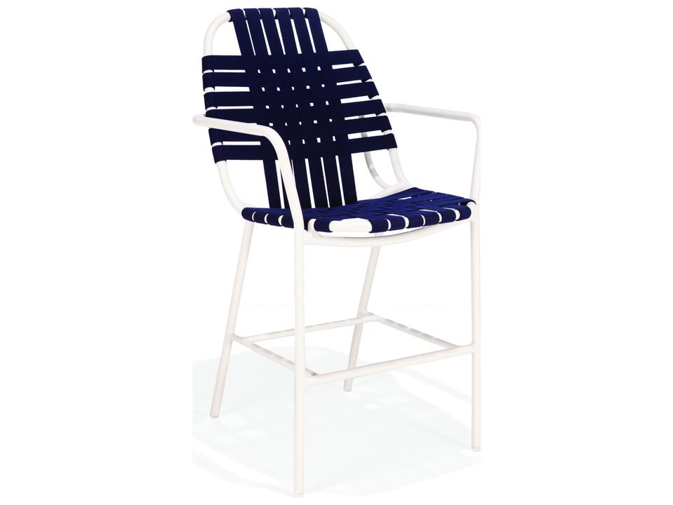 Oceans Aluminum Bar Height Stool with Arms for Outdoor Use