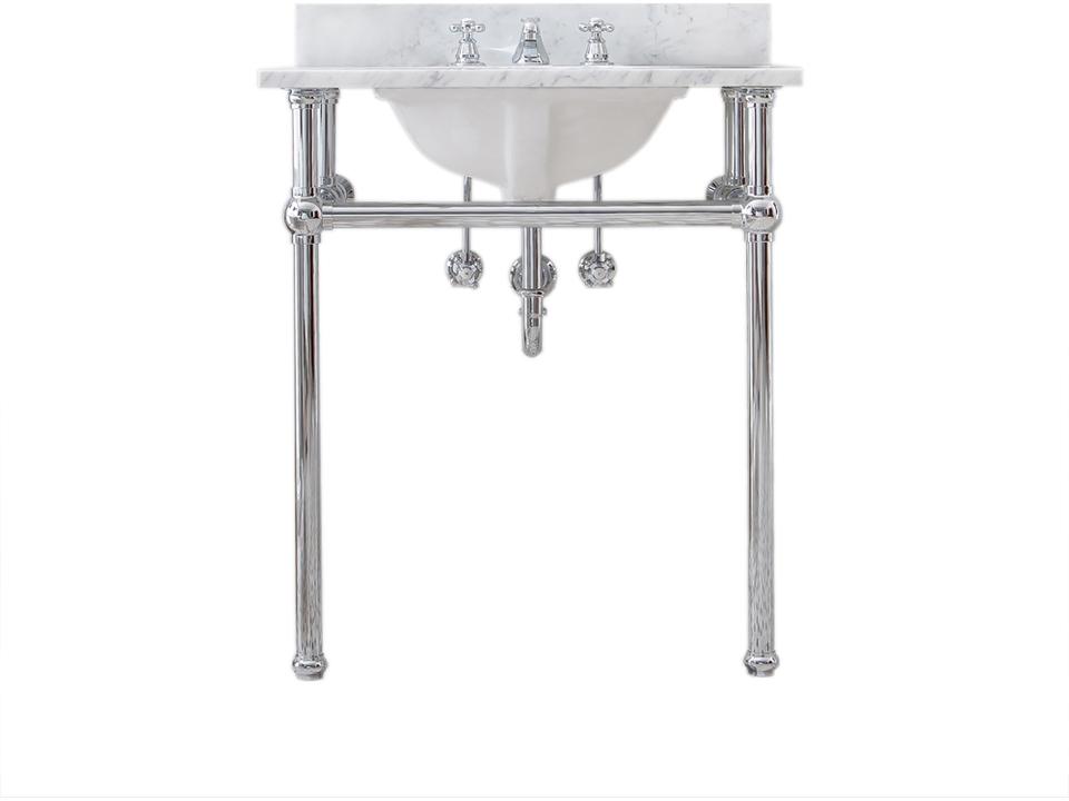 Embassy 30-Inch Single Wash Stand with Carrara Marble Top in Chrome
