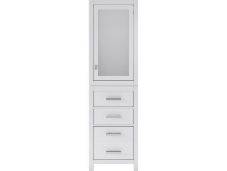 Madison Collection Pure White Linen Cabinet with Chrome Hardware