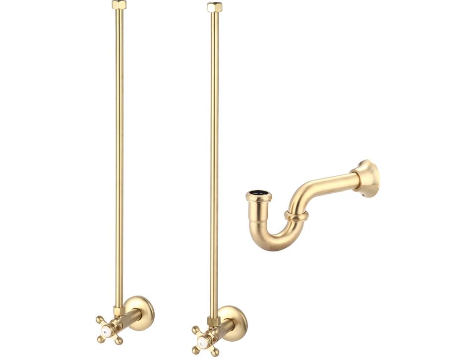 Classic P-Trap Water Supply Kit in Satin Gold Finish