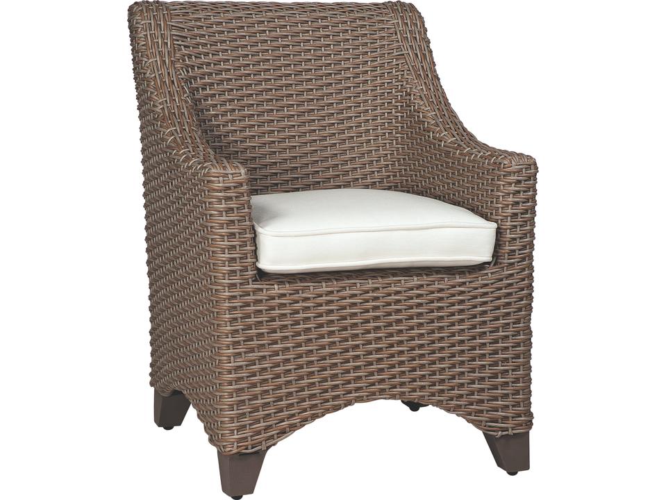 Augusta Wicker Dining Arm Chair in Aged Teak