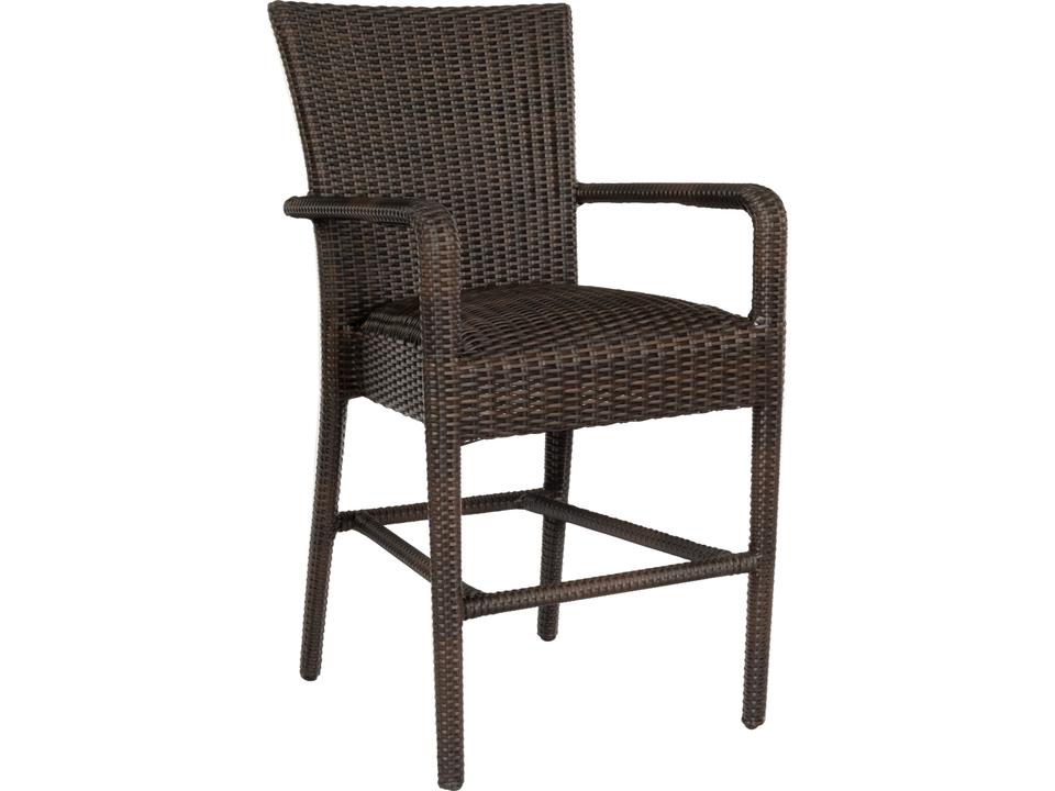 Whitecraft All Weather Wicker Padded Seat Outdoor Counter Stool with Arms in Coffee