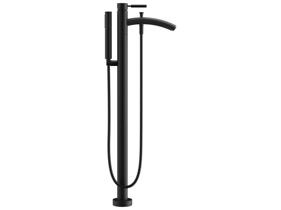Taron Freestanding Tub Faucet With Hand Shower in Matte Black and Solid Brass