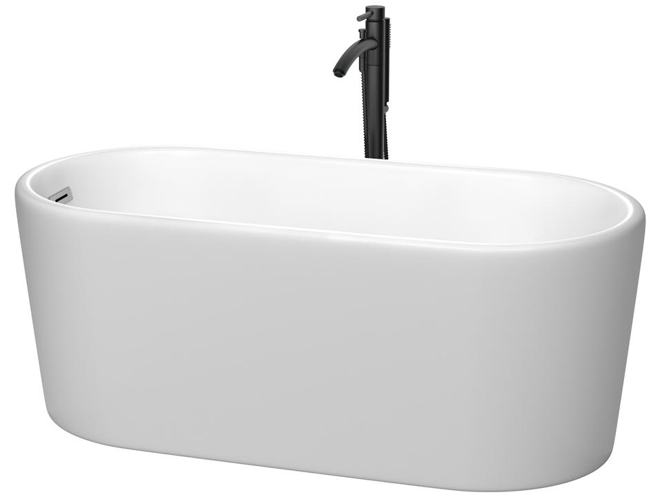 Ursula Freestanding Soaking Bathtub in Acrylic with Floor-Mounted Faucet