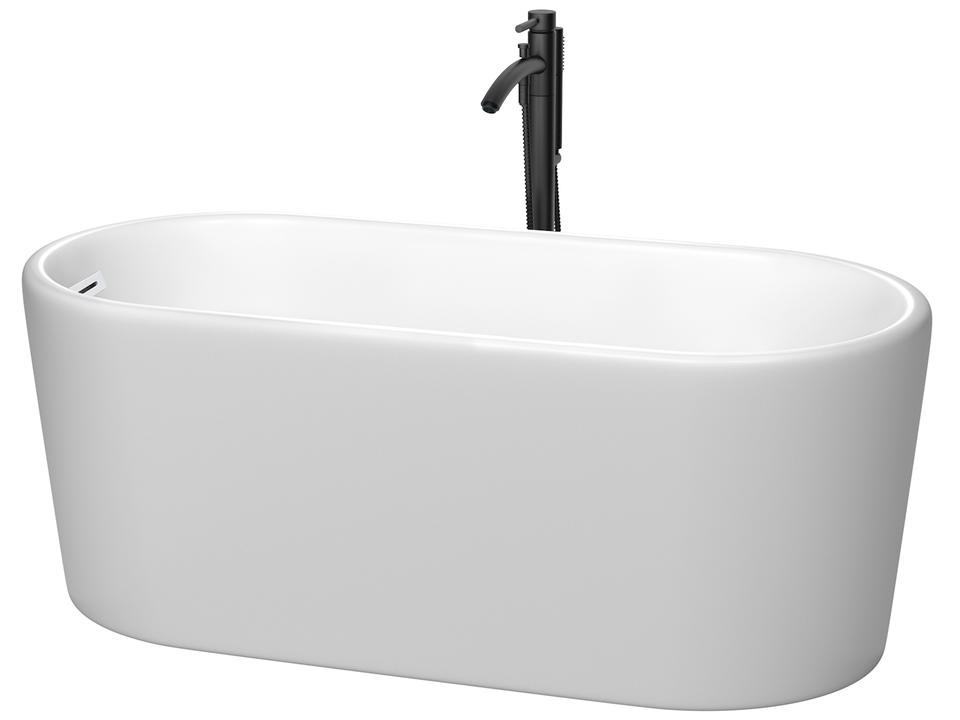 Ursula 59-Inch Freestanding Acrylic Bathtub in Oval White