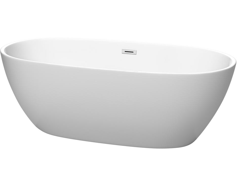 Juno 67 Inch Freestanding Acrylic Soaking Bathtub in White