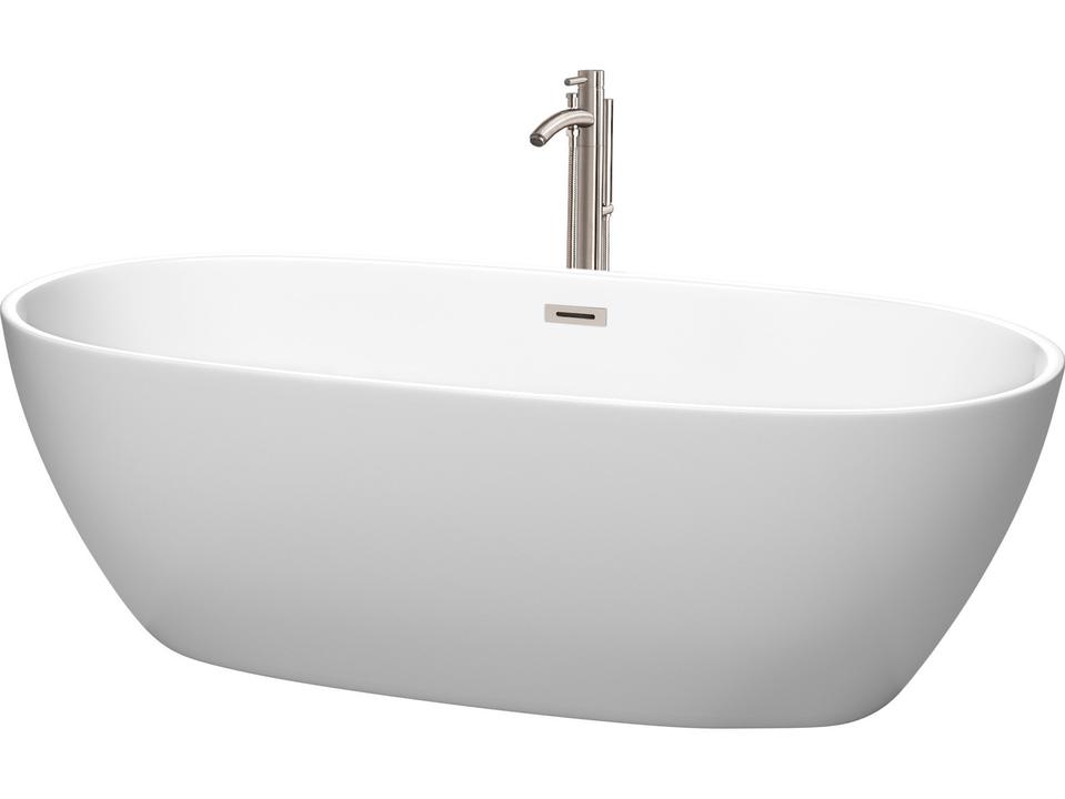Juno Freestanding Soaking Bathtub in Matte White Acrylic Trim