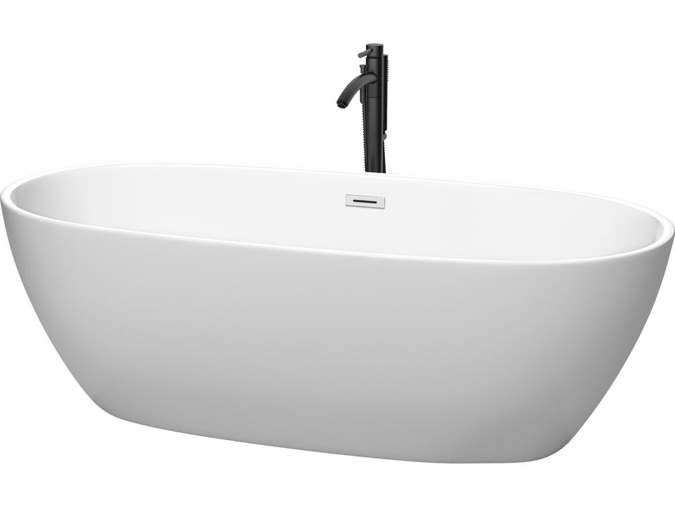 Juno 71-Inch Freestanding Acrylic Flatbottom Bathtub in Matte White