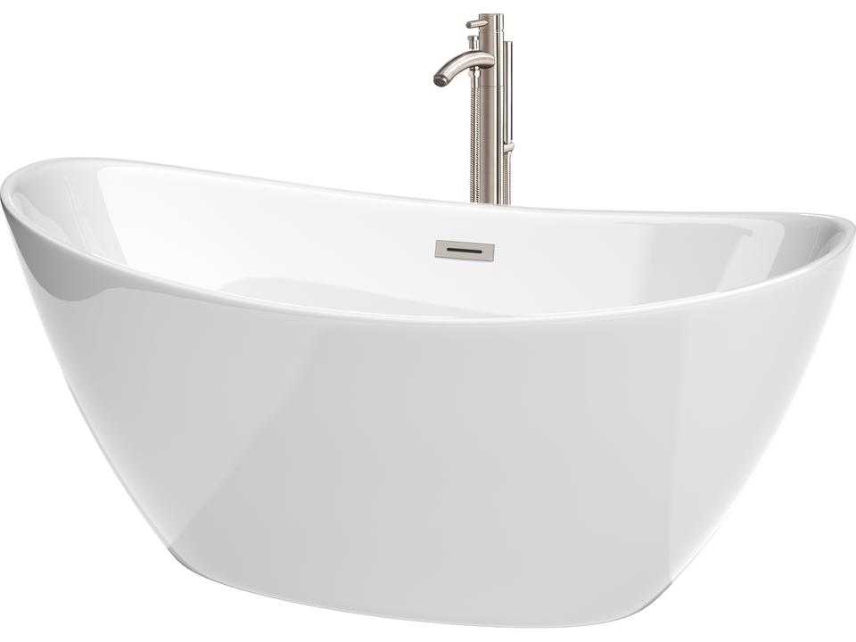 Dorrit 60 Inch Freestanding Acrylic Double Slipper Bathtub in High Gloss White
