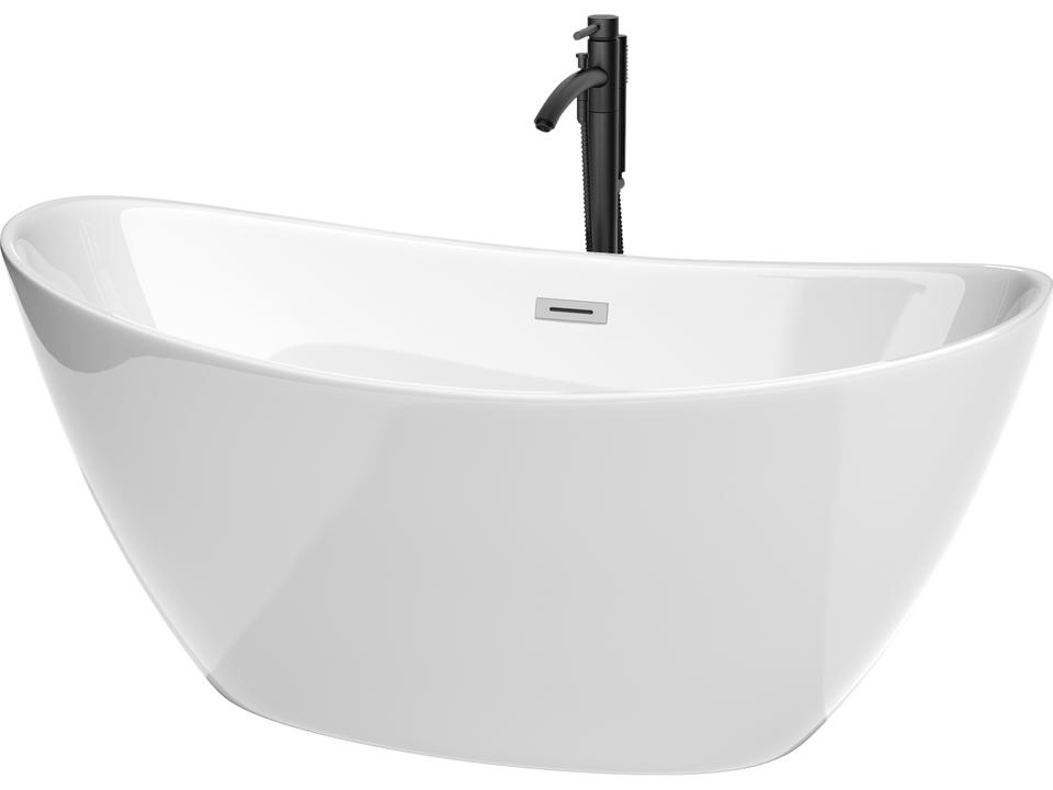 Dorrit Freestanding Double Slipper Bathtub in High-Gloss White Acrylic