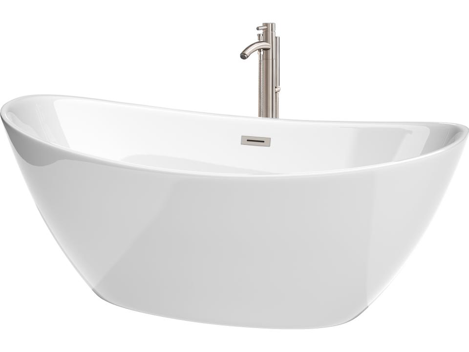 Dorrit 66-Inch Freestanding Acrylic Soaking Tub with Floor Mounted Faucet