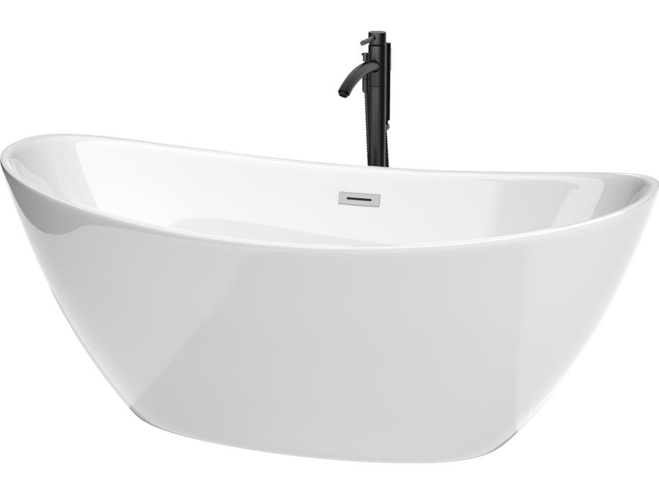 Dorrit 66 Inch Freestanding Acrylic Soaking Bathtub in High Gloss White