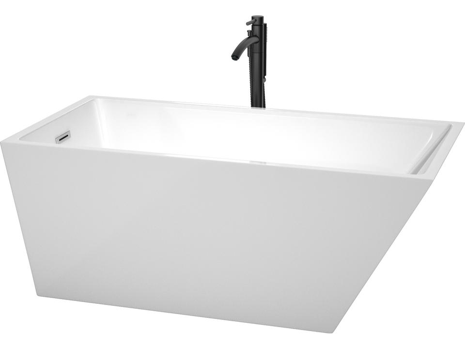 Freestanding Soaking Bathtub in White Acrylic