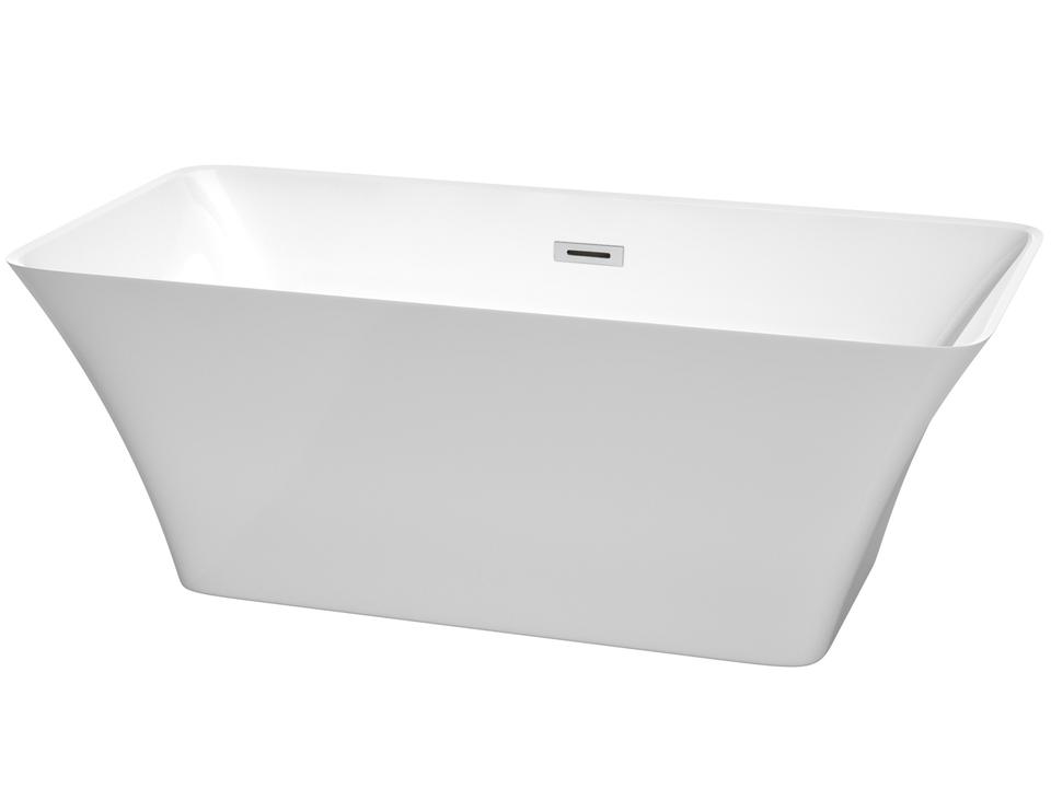 Tiffany 59-Inch Freestanding Acrylic Soaking Bathtub with Adjustable Base and Drain Overflow