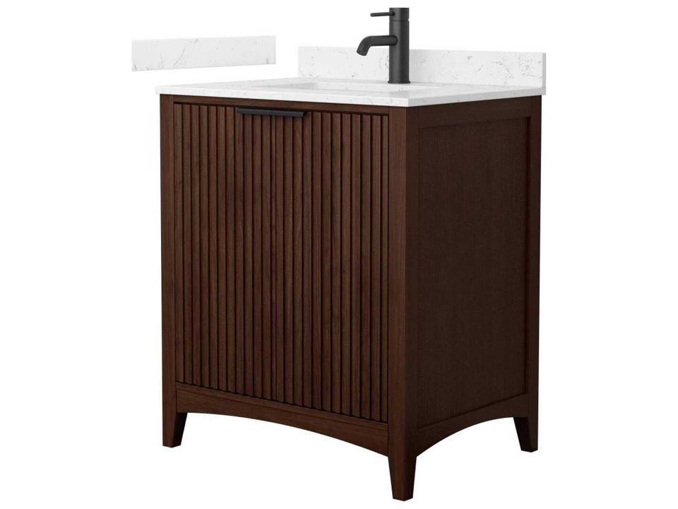 Palmilla 30 Inch Single Bathroom Vanity in Dark Walnut with Undermount Porcelain Sink