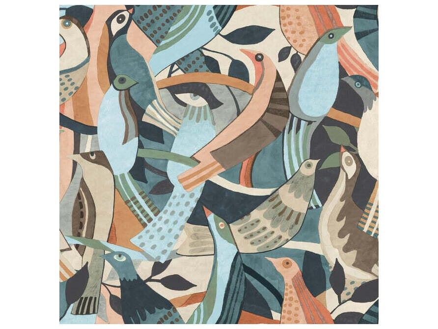 Artistic Abstracts Coral & Aqua Wallpaper
