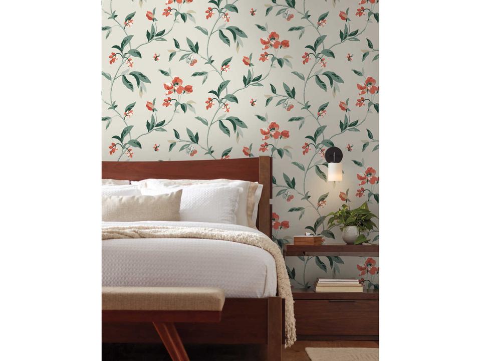 Greenhouse Beige Orange Springtime Wallpaper