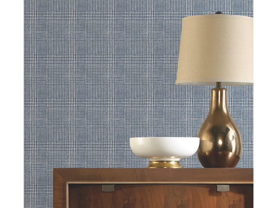 Ronald Redding Traveler Blue Shirting Plaid Wallpaper