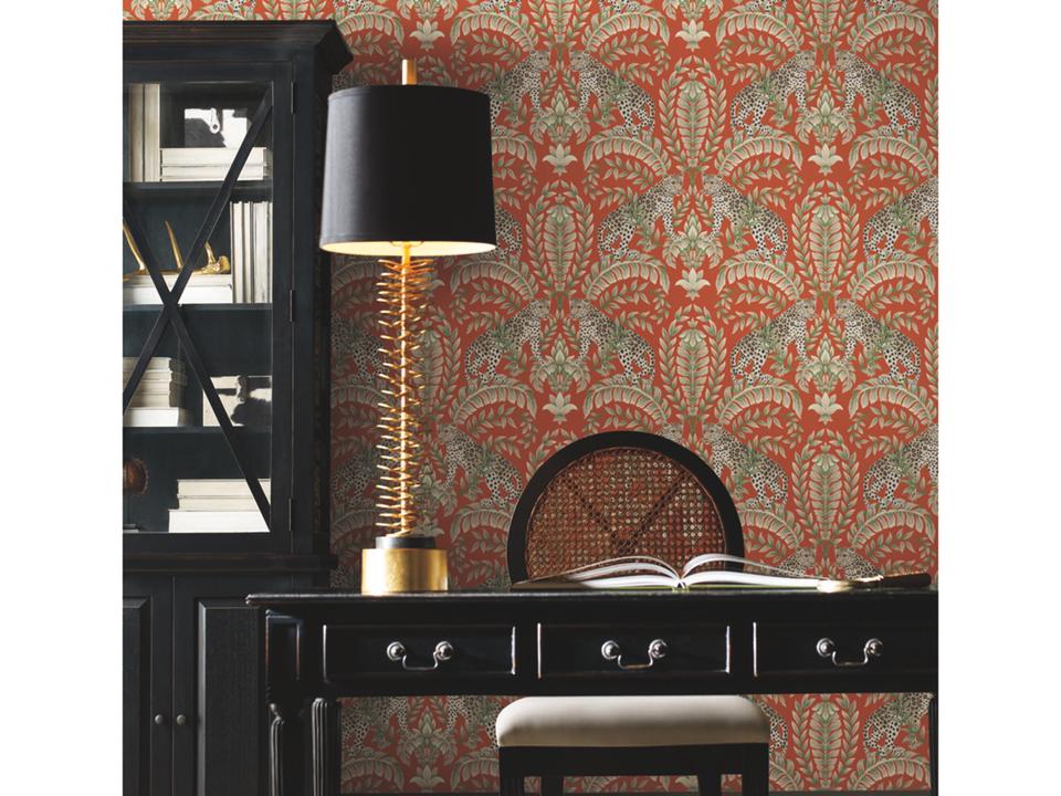 Ronald Redding 24 Karat Orange Jungle Leopard Wallpaper
