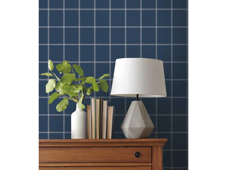 Magnolia Home Artful Prints & Patterns White / Navy Sunday Best Wallpaper