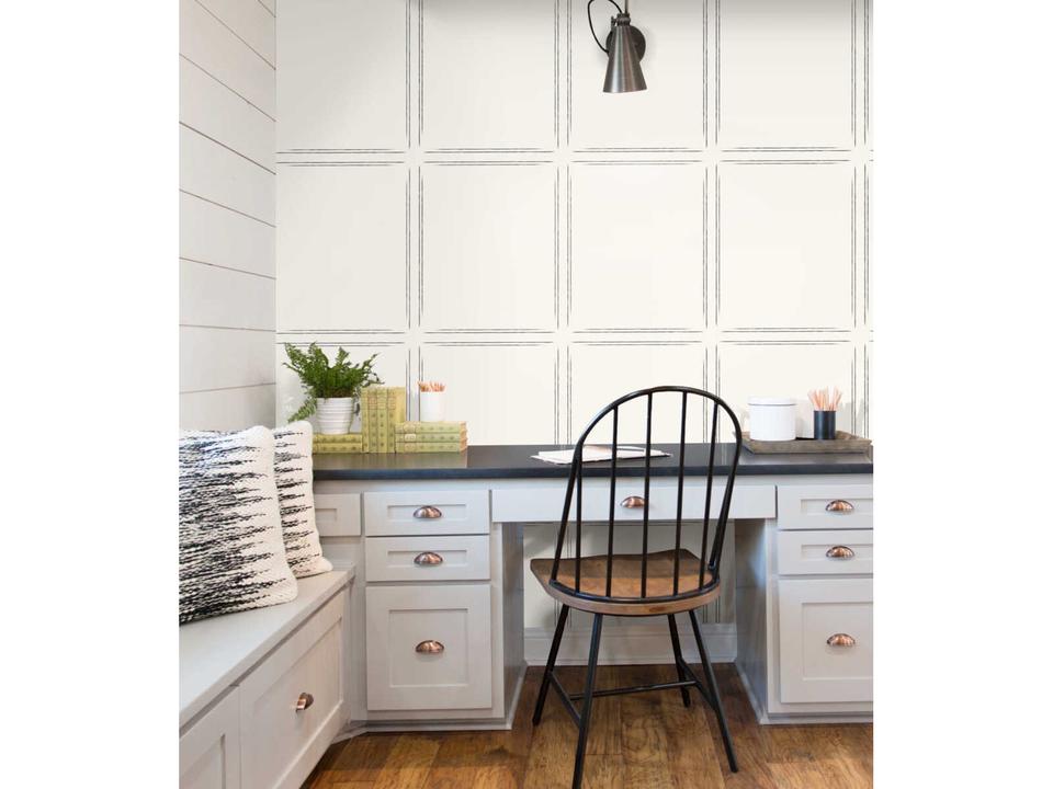 Magnolia Home Artful Prints & Patterns White Hopscotch Inverse Wallpaper
