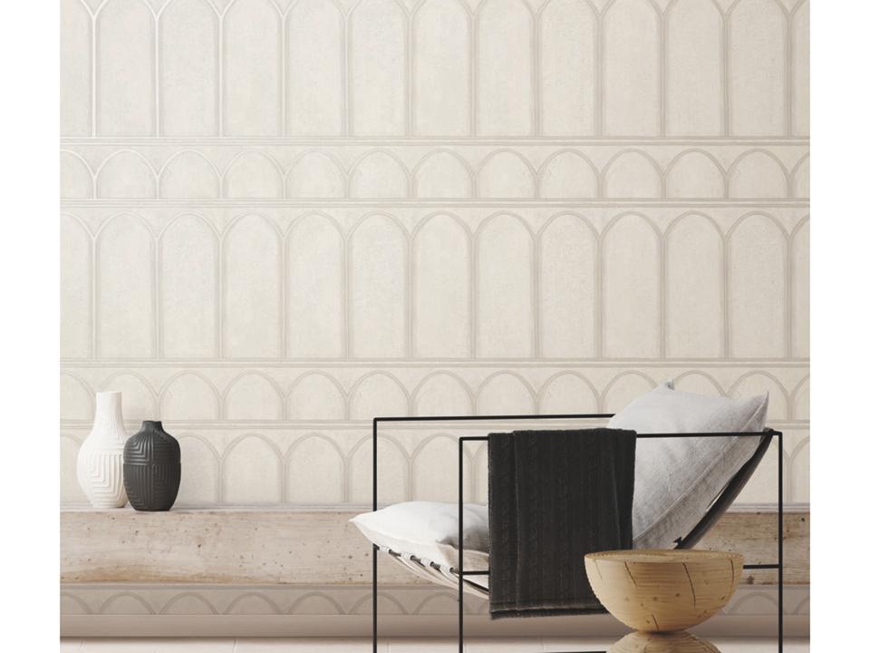 Mediterranean Beige Pearl Arches Wallpaper