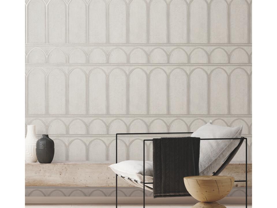 Mediterranean Grey Pearl Arches Wallpaper