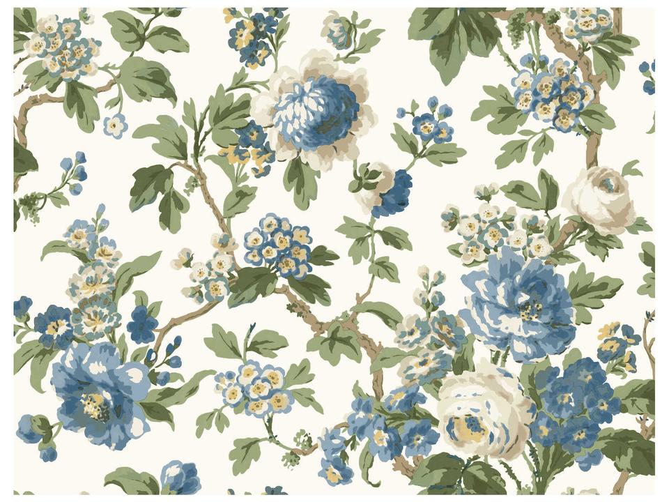 Antonina Vella Blue Vintage Floral Wallpaper