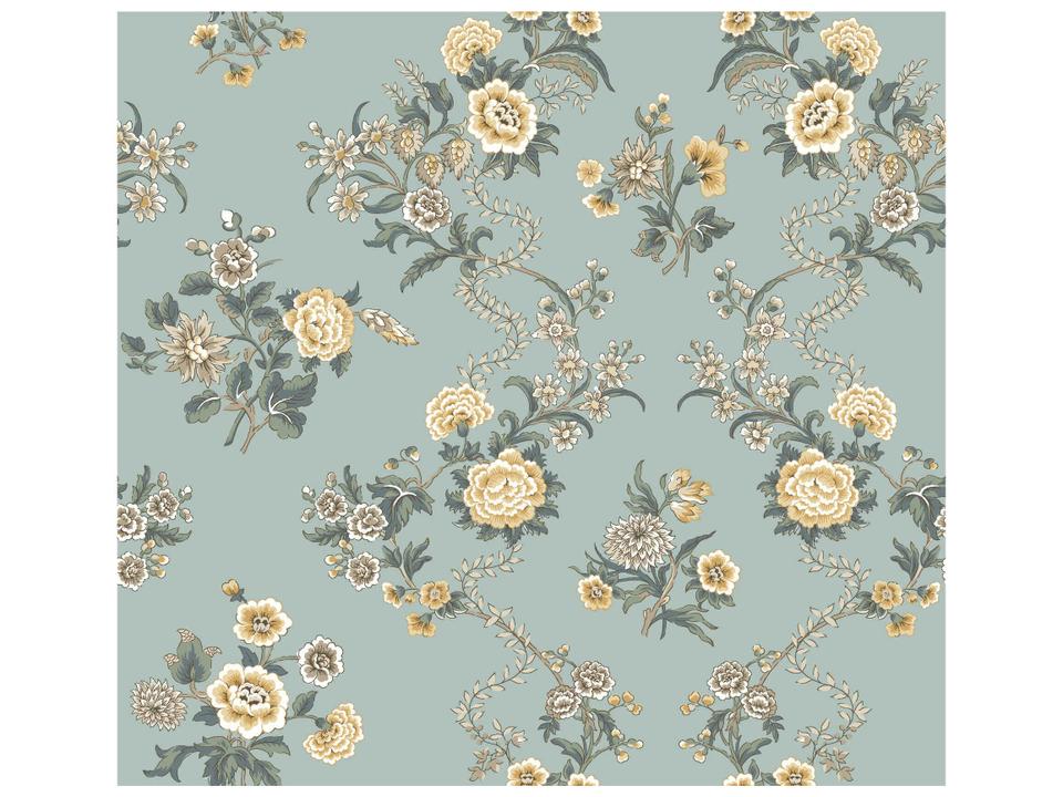 Antonina Vella Harbor Blue Floral Trail Wallpaper