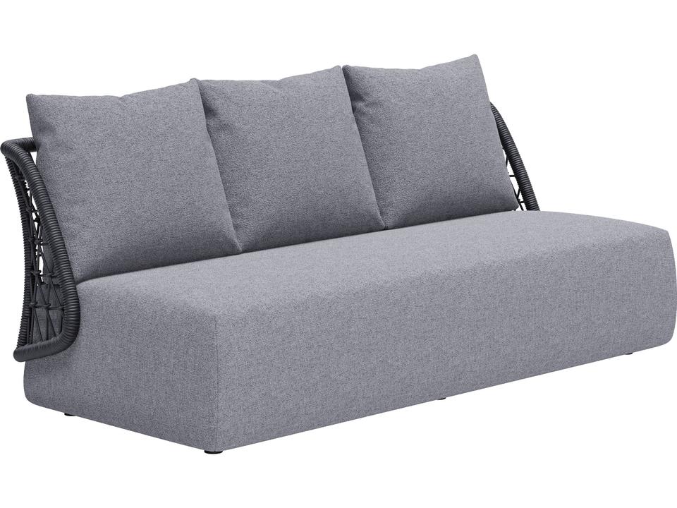 Mekan 3-Seat Outdoor Sofa in Gray Olefin Fabric with Powder-Coated Aluminum Frame