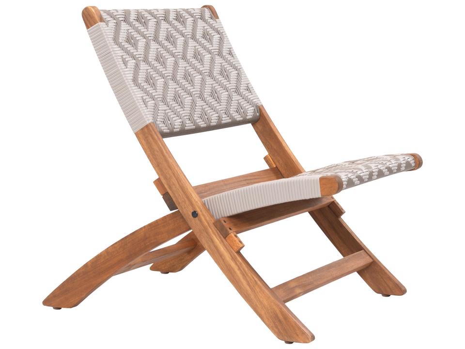 Tide Multicolor Woven Outdoor Lounge Chair with Acacia Wood Frame