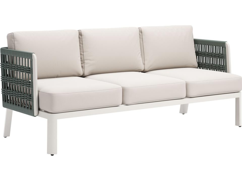 Bridgehampton 3-Seat Sofa in Off White Olefin with Powder-Coated Aluminum Frame