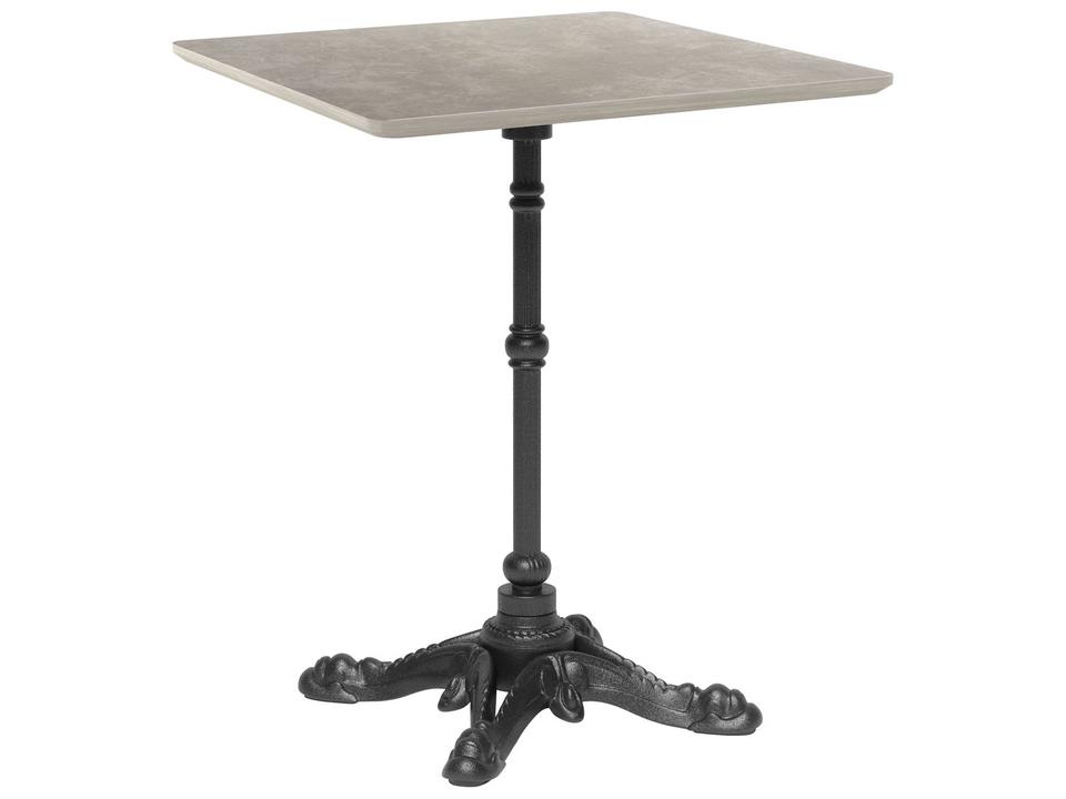 Alfresco 24-Inch Square Outdoor Dining Table in Gray Faux Concrete and Black Cast Aluminum