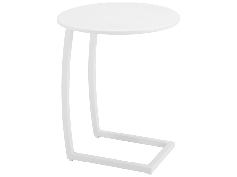 Noga Round End Table in White Faux Wood Aluminum